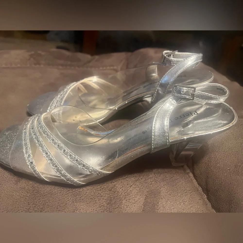 Pierre Dumas Silver Strappy Heels - Picture 2 of 4